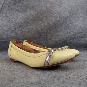 AGL Shoes Womens 37.5 Ballet Flats Fashion Career Monika Cap Toe Leather Yellow